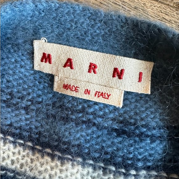Marni Women's Mohair Striped Blue Cardigan Size 42 - Picture 2 of 4
